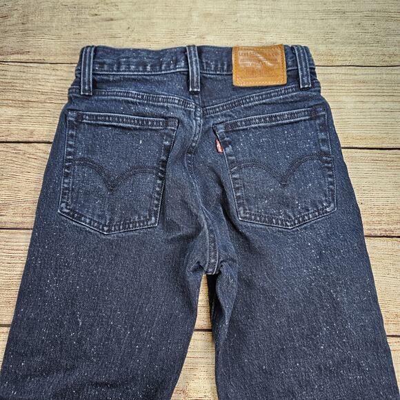 Levi’s PREMIUM Wedgie Straight Button Fly BIG E jeans Size 24 Blue Spotted - Picture 8 of 9